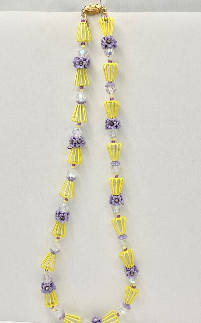 Vintage Vendome Aurora Borealis Crystal Spring Purple Flowers Statement Necklace